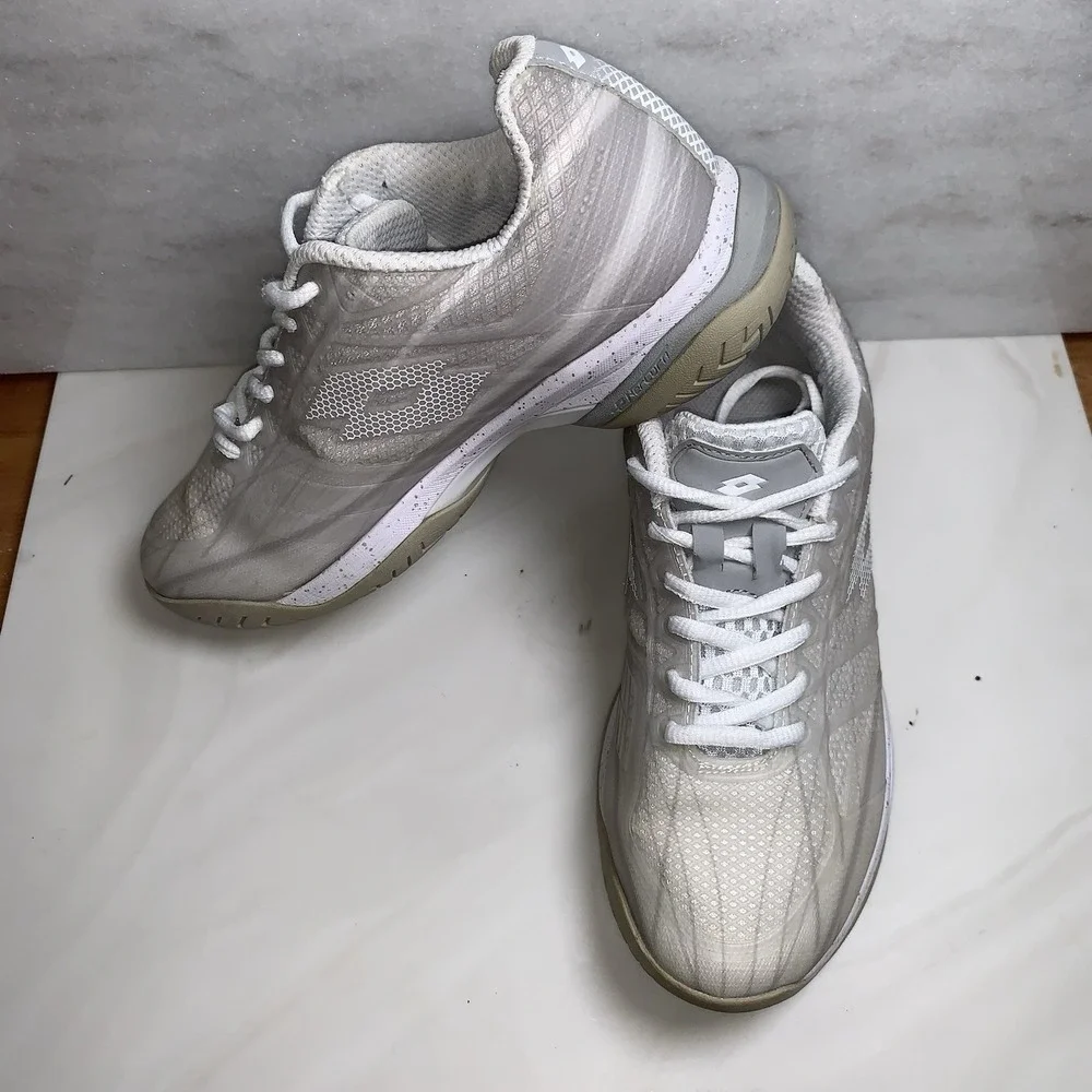 Lotto Mirage 300 III Speed Court Tennis Shoes White Grey Women's Size 8‎